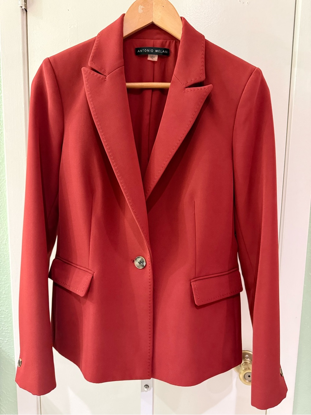 ANTONIO MELANI Brick Red Single-Button Blazer